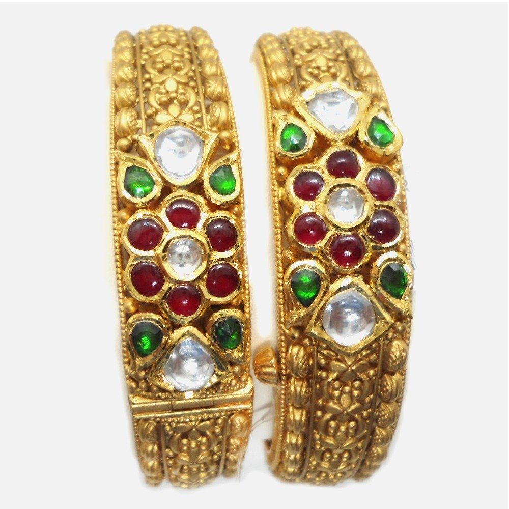 916 Gold Antique Colorstone Bangle RHJ-6021