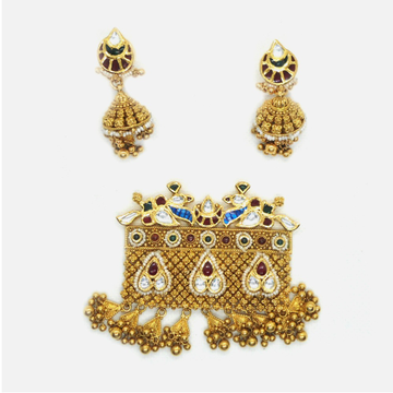 916 Gold Antique Bridal Pendant Set RHJ-6011