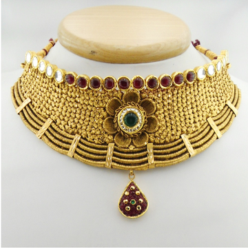 916 Gold Antique Bridal Choker Set RHJ-2965