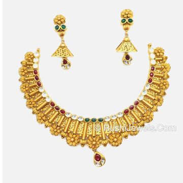 916 Gold Fancy Bridal Chokar Necklace Set