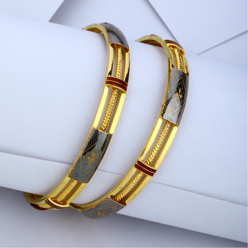 22KT Gold Fancy Triple Pipe Kadli Bangle