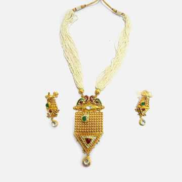 916 Gold Antique Pearl Long Necklace Set RHJ-4501