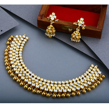 916 Gold Kundan Choker Set For Wedding