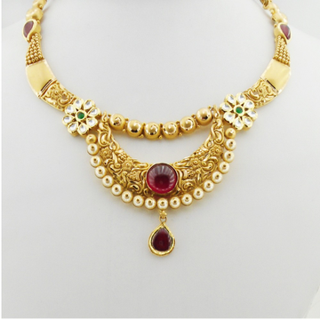 22K Gold Antique Bridal Necklace Set RHJ-3281