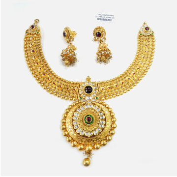 916 Gold Traditional Bridal Necklace Set RHJ-0003