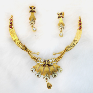 916 gold antique bridal necklace set rhj-5481