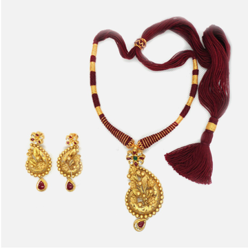 916 Gold Antique Bridal Necklace Set RHJ - 4832