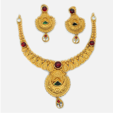 916 Gold Antique Bridal Necklace Set RHJ-6035