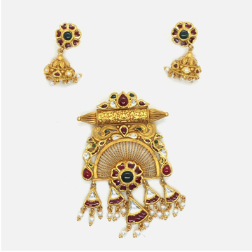 916 Gold Antique Bridal Pendant Set RHJ-6014