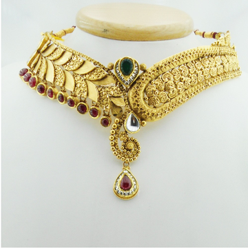 916 Gold Antique Bridal Necklace Set RHJ-3035