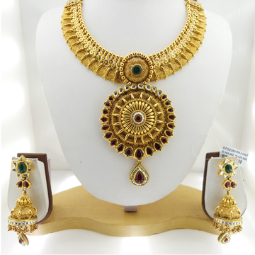 916 Gold Antique Bridal Necklace Set RHJ-3382