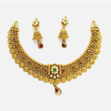 916 Gold Antique Wedding Jewellery Set RHJ-4655