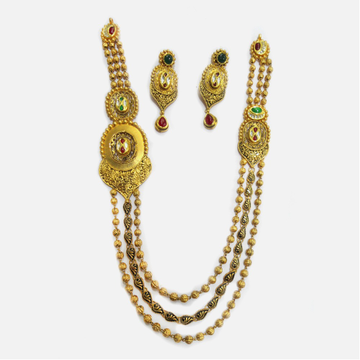 22KT Gold Antique 3 Layer Necklace Set RHJ-4015