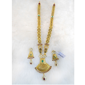 22KT Gold Antique Bridal Long Necklace Set RHJ-600...