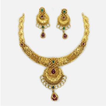 916 Gold Antique Bridal Necklace Set RHJ-4239