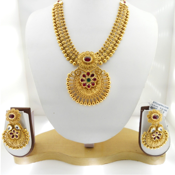 22kt Gold Antique Bridal Necklace Set RHJ-3376