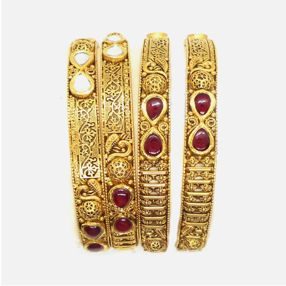 916 Gold Antique Bridal Bangles RHJ-4908