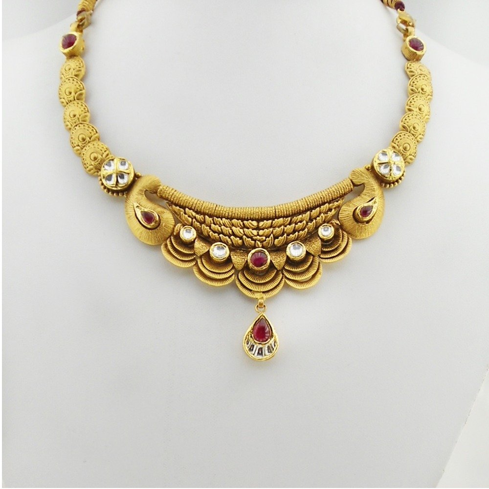 916 Gold Antique Bridal Necklace Set RHJ-3286