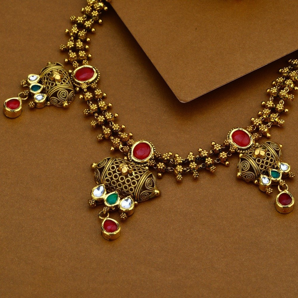 916 Gold Antique Designer Necklace Set