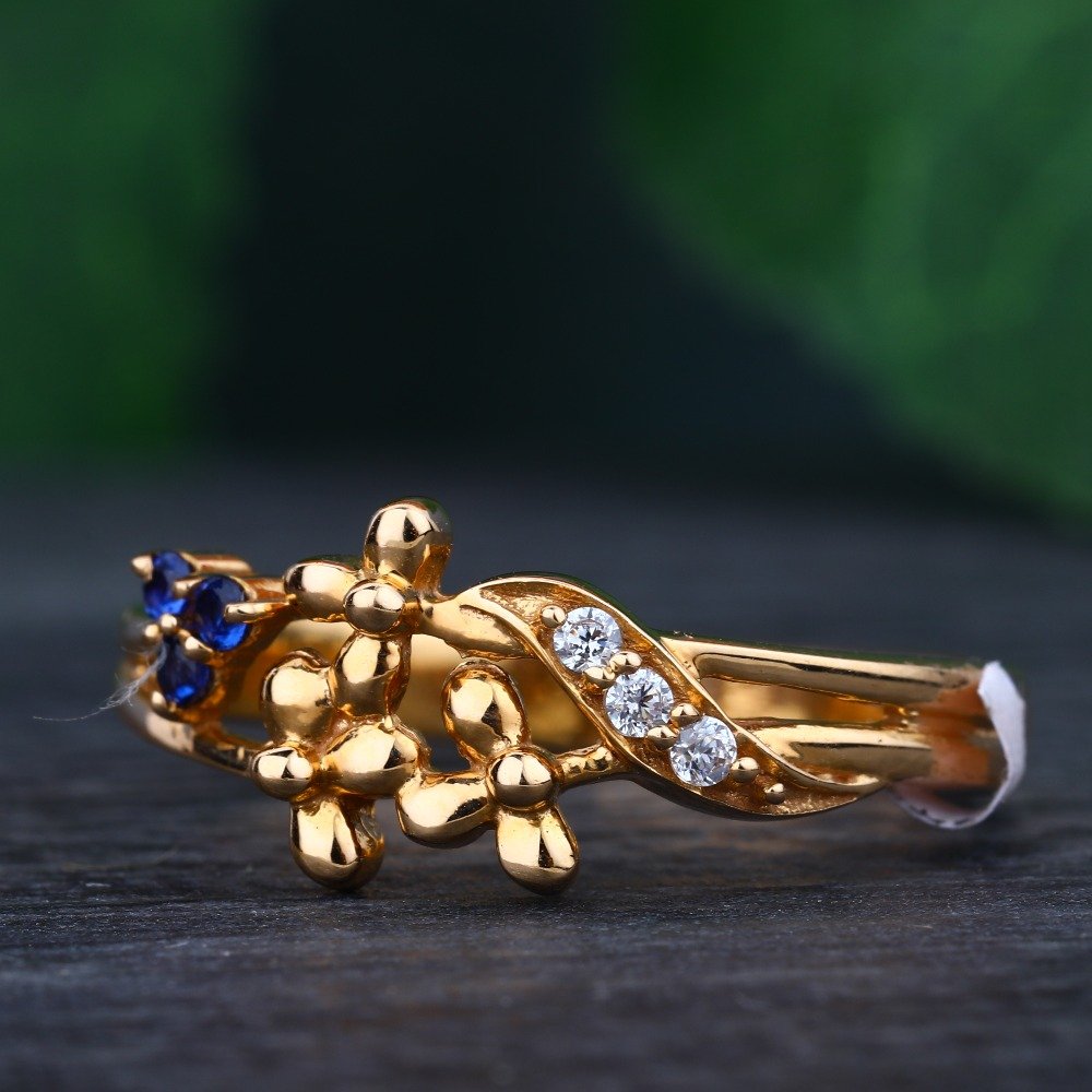 916 Gold Hallmark Colorful Stone Design Ring 