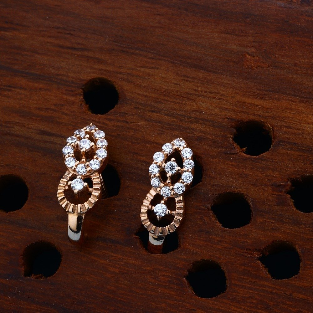 18kt CZ Rose Gold Delicate Earring Design For Women  