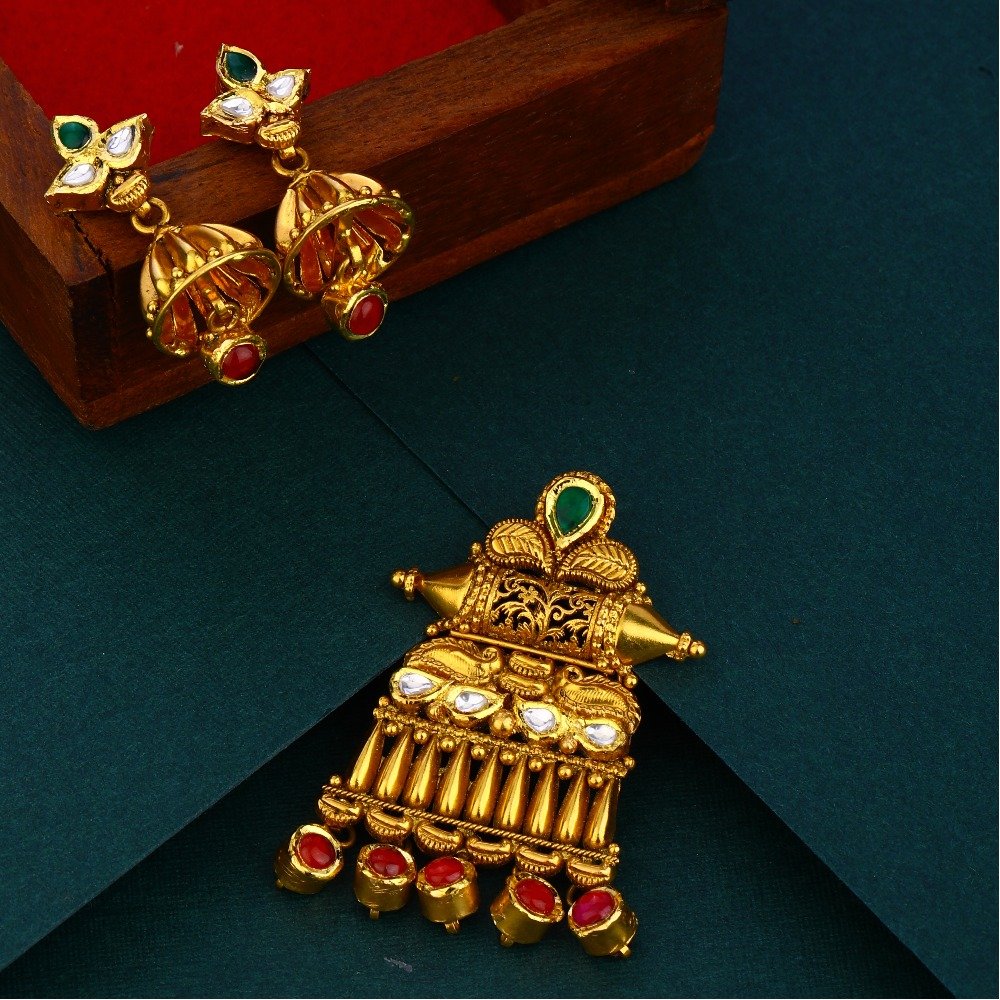 916 gold everstylish design Antique pendant set 