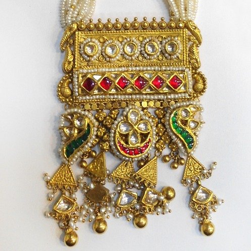 22KT Gold Traditional Long Necklace Set For Bridal RHJ-5186