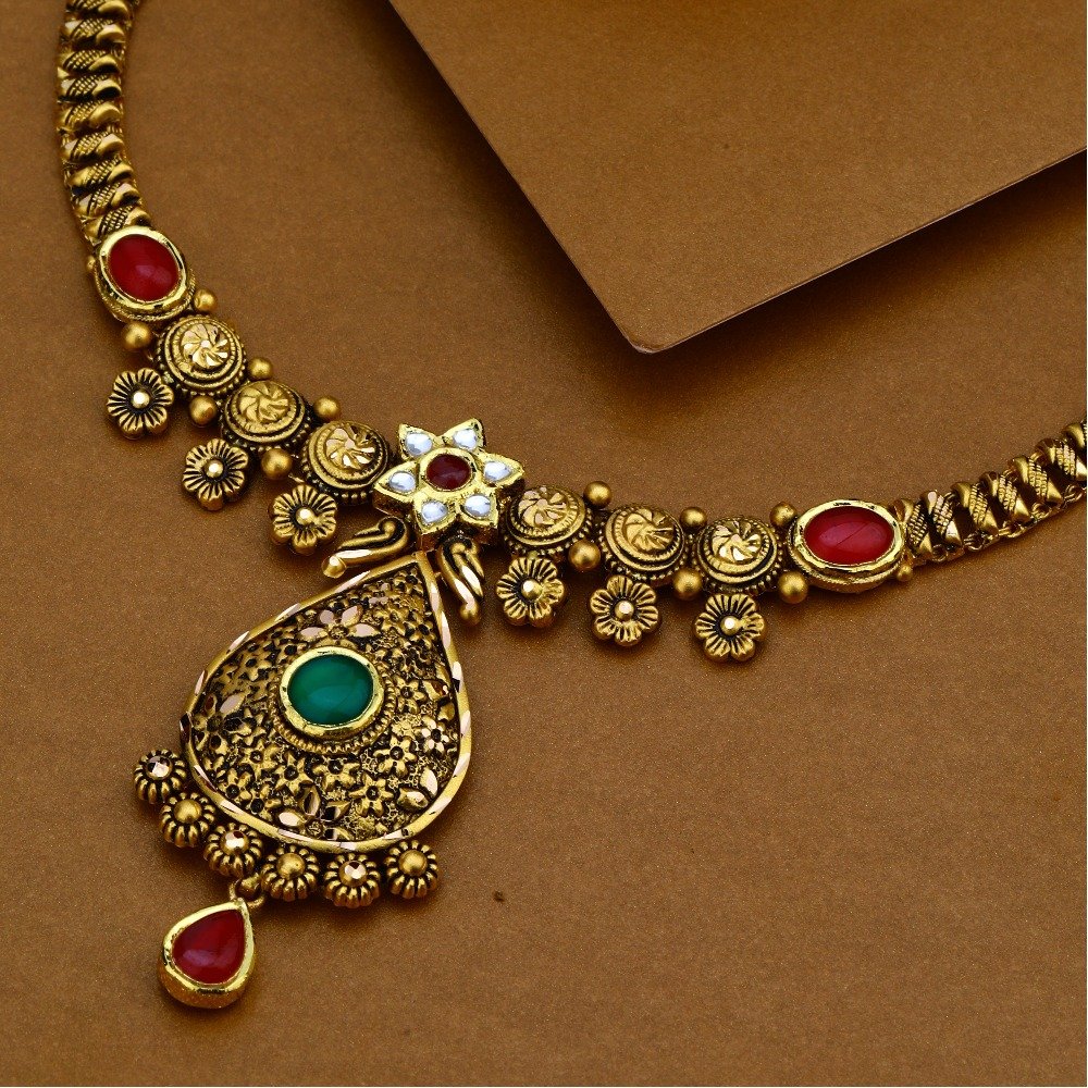 22KT Gold Antique Kundan Necklace Set