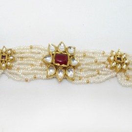 916 Gold Antique Pearl Bracelet For Wedding RHJ-5657