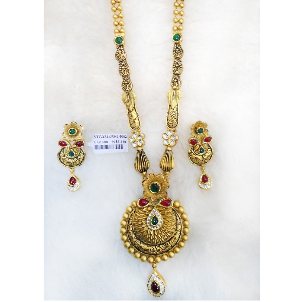 916 Gold Antique Long Necklace Set RHJ-6002