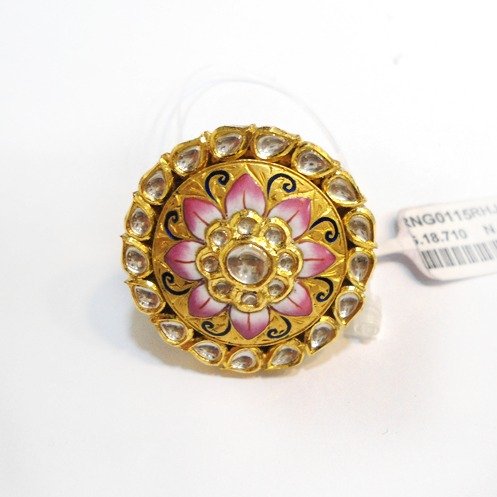 22KT Gold Meenakari Ring For Bridal RHJ-5635