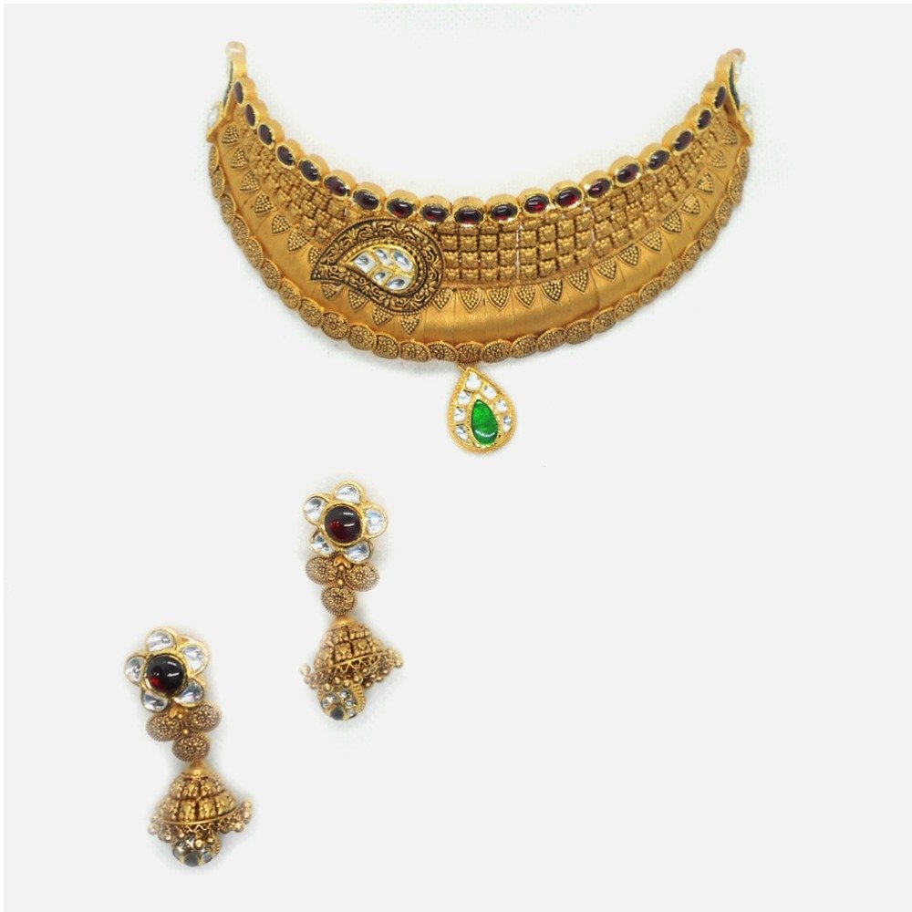 916 Gold Antique Bridal Choker Set RHJ-6034