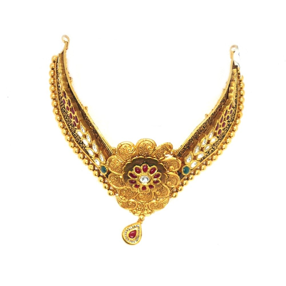 916 Gold Antique Bridal Necklace Set RHJ-3038