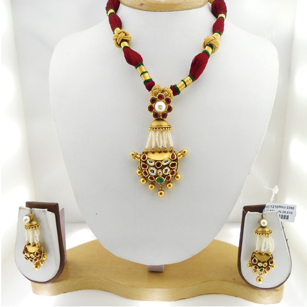 916 Gold Antique Bridal Necklace Set RHJ-3398