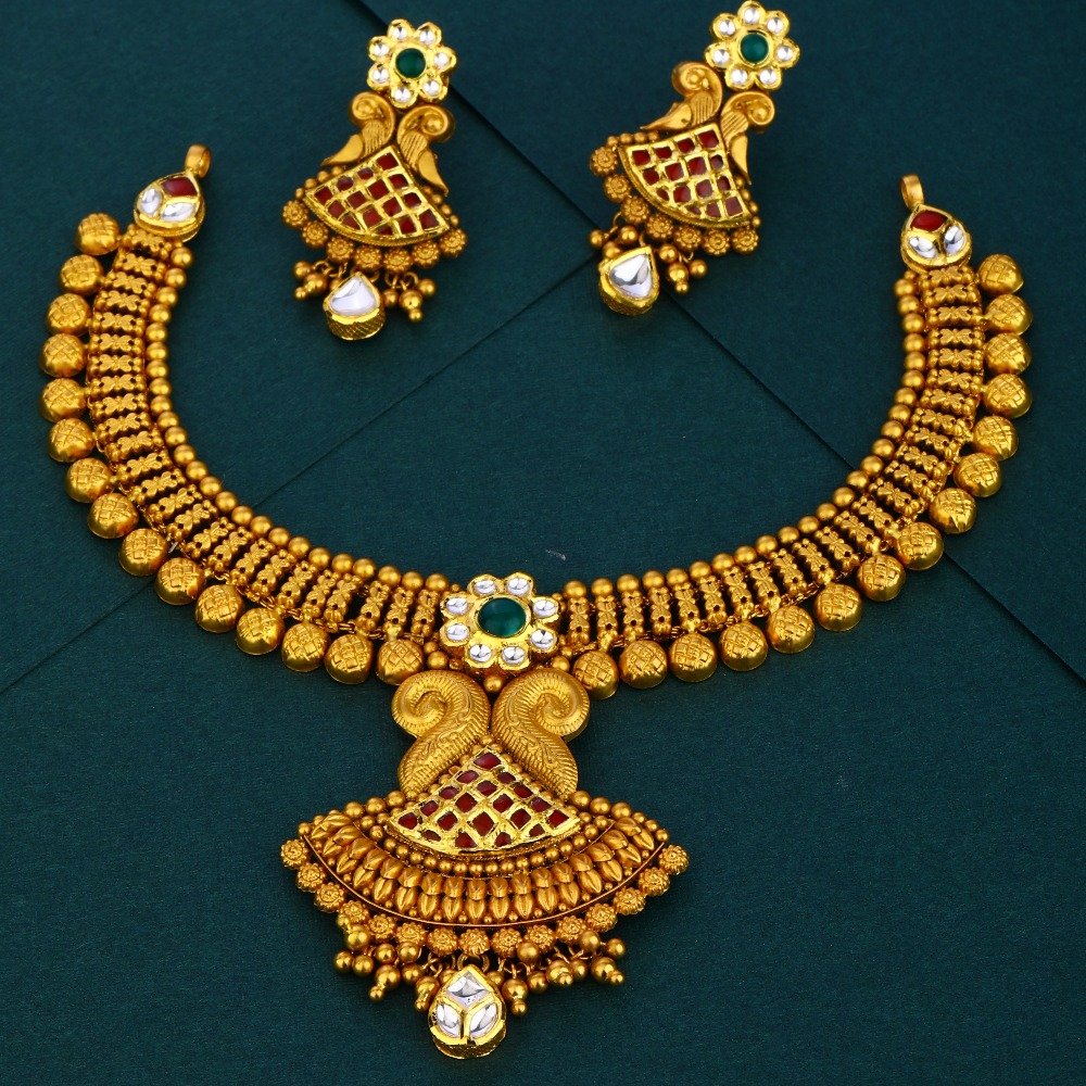 916 gold Antique Bridal Gold Necklace Set 