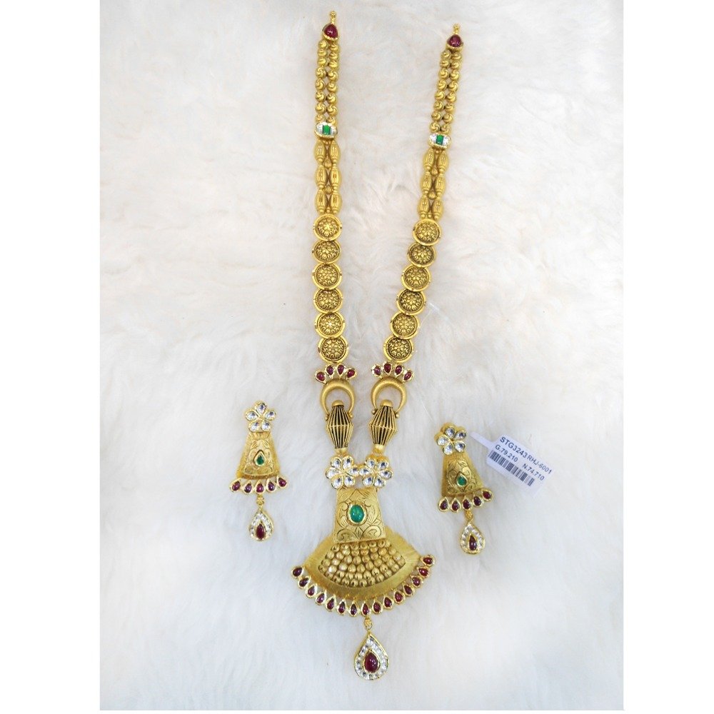 22KT Gold Antique Bridal Long Necklace Set RHJ-6001