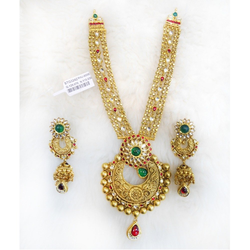 916 Gold Antique Long Necklace Set RHJ-6000