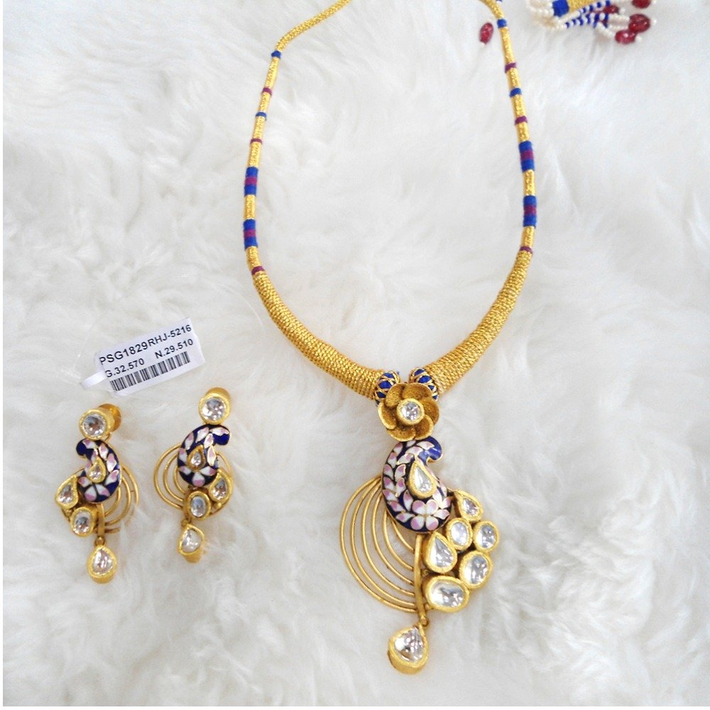 Gold Antique Jadtar Necklace Set RHJ 5216