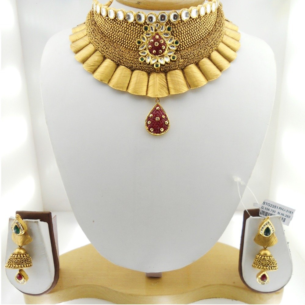 916 Gold Antique Bridal Necklace Set RHJ-3161