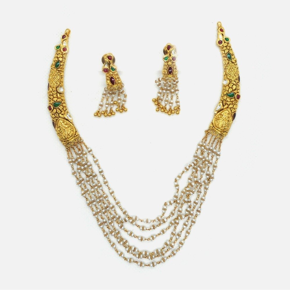 22KT Gold Antique Wedding Jewellery Set RHJ-4799